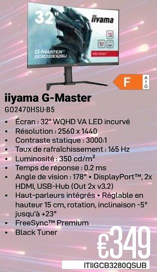 Promotions Iiyama g-master go2470hsu-b5 - Iiyama - Valide de 01/04/2024 à 30/04/2024 chez Compudeals