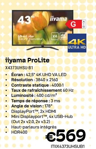 Promotions Iiyama prolite x4373uhsu-b1 - Iiyama - Valide de 01/04/2024 à 30/04/2024 chez Compudeals