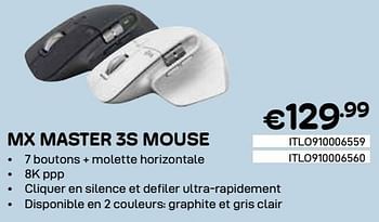 Promoties Logitech mx master 3s mouse - Logitech - Geldig van 01/04/2024 tot 30/04/2024 bij Compudeals