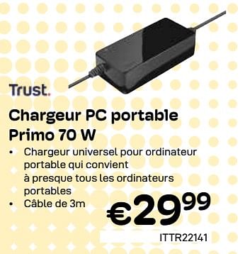 Promotions Trust chargeur pc portable primo 70w - 19v - Trust - Valide de 01/04/2024 à 30/04/2024 chez Compudeals
