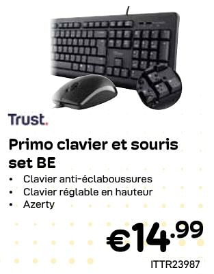 Promotions Trust primo keyboard et souris set be - Trust - Valide de 01/04/2024 à 30/04/2024 chez Compudeals