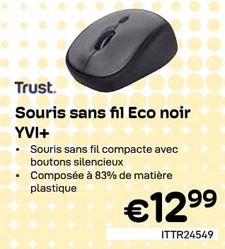 Promoties Trust souris sans fil eco noir yvi+ - Trust - Geldig van 01/04/2024 tot 30/04/2024 bij Compudeals