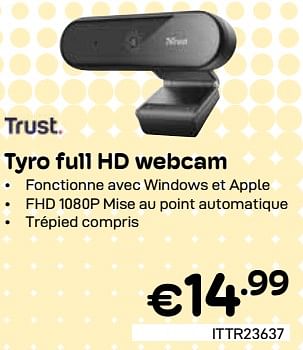 Promotions Trust tyro full hd webcam - Trust - Valide de 01/04/2024 à 30/04/2024 chez Compudeals