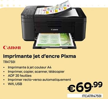 Promotions Canon imprimante jet d’encre pixma tr4750i - Canon - Valide de 01/04/2024 à 30/04/2024 chez Compudeals