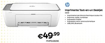 Promoties Hp imprimante tout-en-un deskjet 2820e - HP - Geldig van 01/04/2024 tot 30/04/2024 bij Compudeals