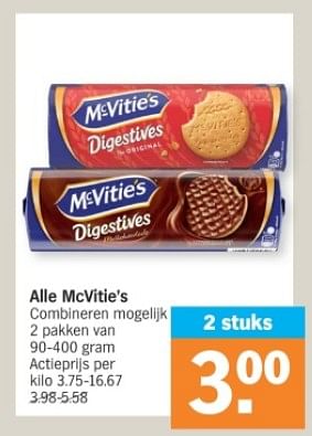 Promotions Alle mcvitie`s - McVitie's - Valide de 08/04/2024 à 14/04/2024 chez Albert Heijn