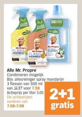 Promoties Alle mr. propre allesreiniger spray mandarijn - Mr. Proper - Geldig van 08/04/2024 tot 14/04/2024 bij Albert Heijn