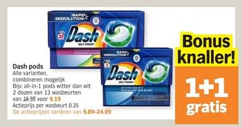 Promoties Dash all-in-1 pods witter dan wit - Dash - Geldig van 08/04/2024 tot 14/04/2024 bij Albert Heijn