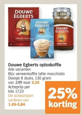Promoties Douwe egberts oploskoffie verwenkoffie latte macchiato - Douwe Egberts - Geldig van 08/04/2024 tot 14/04/2024 bij Albert Heijn