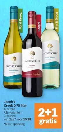 Promoties Jacob`s creek - Witte wijnen - Geldig van 08/04/2024 tot 14/04/2024 bij Albert Heijn