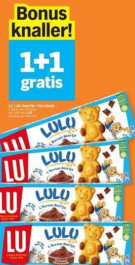 Promoties Lu lulu beertje chocolade - Lu - Geldig van 08/04/2024 tot 14/04/2024 bij Albert Heijn