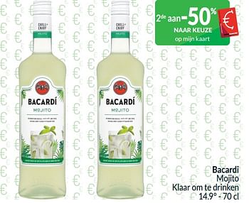 Promotions Bacardi mojito klaar om te drinken - Bacardi - Valide de 01/04/2024 à 30/04/2024 chez Intermarche
