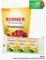 Promoties Bonner naturel of sultanarozijnen, veenbessen of pruimen - Bonner - Geldig van 01/04/2024 tot 30/04/2024 bij Intermarche