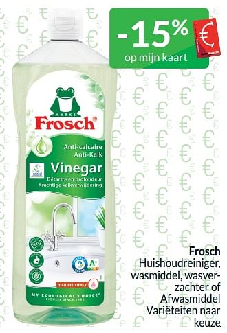 Promotions Frosch huishoudreiniger, wasmiddel, wasverzachter of afwasmiddel - Frosch - Valide de 01/04/2024 à 30/04/2024 chez Intermarche