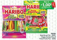 Promoties Haribo soda straw f!zz happy cerises f!zz of pasta frutta f!zz - Haribo - Geldig van 01/04/2024 tot 30/04/2024 bij Intermarche