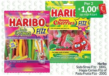 Promoties Haribo soda straw f!zz happy cerises f!zz of pasta frutta f!zz - Haribo - Geldig van 01/04/2024 tot 30/04/2024 bij Intermarche