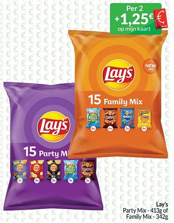 Promotions Lay’s party mix of family mix - Lay's - Valide de 01/04/2024 à 30/04/2024 chez Intermarche