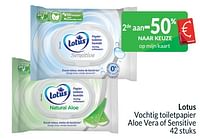 Promoties Lotus vochtig toiletpapier aloe vera of sensitive - Lotus Nalys - Geldig van 01/04/2024 tot 30/04/2024 bij Intermarche