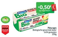 Promoties Pâturages biologische gevormde boter licht gezouten - Paturages - Geldig van 01/04/2024 tot 30/04/2024 bij Intermarche