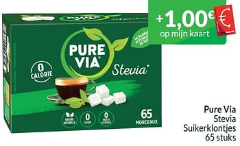 Promotions Pure via stevia suikerklontjes - Pure Via - Valide de 01/04/2024 à 30/04/2024 chez Intermarche