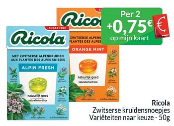 Promotions Ricola zwitserse kruidensnoepjes - Ricola - Valide de 01/04/2024 à 30/04/2024 chez Intermarche