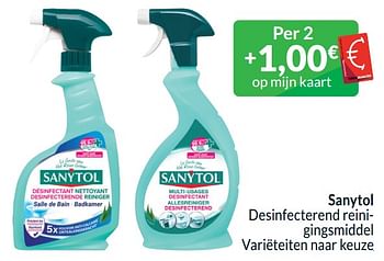 Promotions Sanytol desinfecterend reinigingsmiddel - Sanytol - Valide de 01/04/2024 à 30/04/2024 chez Intermarche