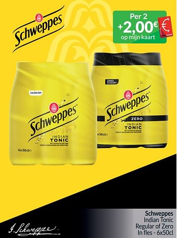 Promotions Schweppes indian tonic regular of zero - Schweppes - Valide de 01/04/2024 à 30/04/2024 chez Intermarche