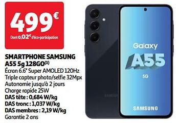 Promoties Smartphone samsung a55 5g 128go - Samsung - Geldig van 03/04/2024 tot 16/04/2024 bij Auchan