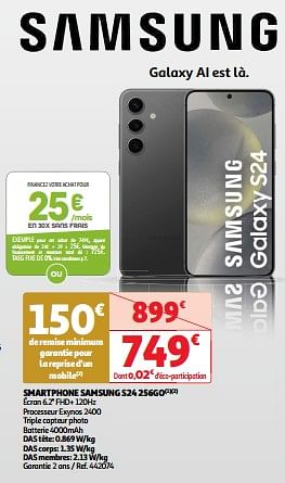 Promoties Smartphone samsung s24 256go - Samsung - Geldig van 03/04/2024 tot 16/04/2024 bij Auchan