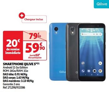 Promotions Smartphone qilive 5`` - Qilive - Valide de 03/04/2024 à 16/04/2024 chez Auchan Ronq