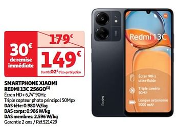 Promotions Smartphone xiaomi redmi 13c 256go - Xiaomi - Valide de 03/04/2024 à 16/04/2024 chez Auchan Ronq