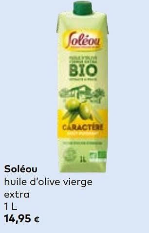 Promoties Soléou huile d’olive vierge extra - Soléou - Geldig van 27/03/2024 tot 23/04/2024 bij Bioplanet