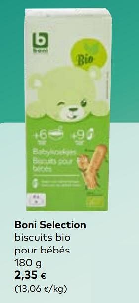 Promoties Boni selection biscuits bio pour bébés - Boni - Geldig van 27/03/2024 tot 23/04/2024 bij Bioplanet