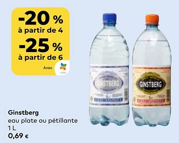 Promotions Ginstberg eau plate ou pétillante - Ginstberg - Valide de 27/03/2024 à 23/04/2024 chez Bioplanet