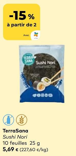 Promoties Terrasana sushi nori - Terrasana - Geldig van 27/03/2024 tot 23/04/2024 bij Bioplanet