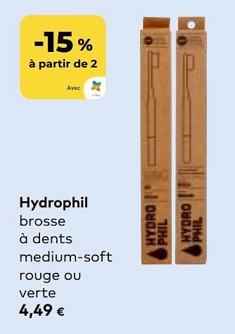 Promotions Hydrophil brosse à dents medium-soft rouge ou verte - Hydrophil - Valide de 27/03/2024 à 23/04/2024 chez Bioplanet