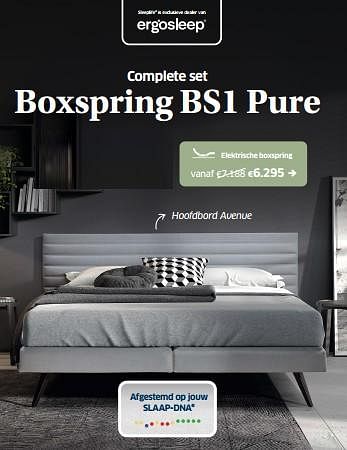 Promotions Boxspring bs1 pure elektrische - Ergosleep - Valide de 04/04/2024 à 04/05/2024 chez Sleeplife