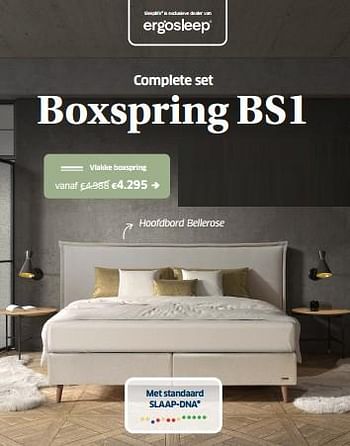 Promotions Boxspring bs1 vlakke - Ergosleep - Valide de 04/04/2024 à 04/05/2024 chez Sleeplife