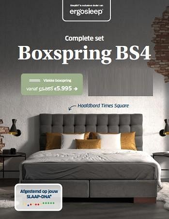 Promotions Boxspring bs4 vlakke - Ergosleep - Valide de 04/04/2024 à 04/05/2024 chez Sleeplife