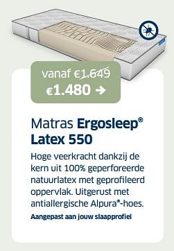 Promoties Matras ergosleep latex 550 - Ergosleep - Geldig van 04/04/2024 tot 04/05/2024 bij Sleeplife