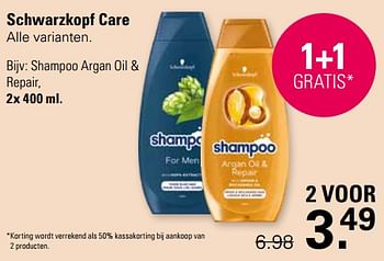 Promotions Shampoo argan oil + repair - Schwarzkopf - Valide de 03/04/2024 à 20/04/2024 chez De Online Drogist