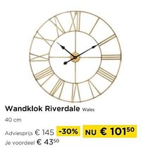 Wandklok riverdale wales-Riverdale
