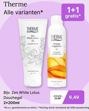 Promoties Zen white lotus douchegel - Therme - Geldig van 03/04/2024 tot 20/04/2024 bij De Online Drogist