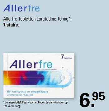 Promotions Allerfre tabletten loratadine 10 mg - Allerfre - Valide de 03/04/2024 à 20/04/2024 chez De Online Drogist