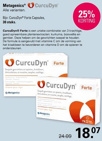 Promotions Curcudyn forte capsules - Metagenics - Valide de 03/04/2024 à 20/04/2024 chez De Online Drogist