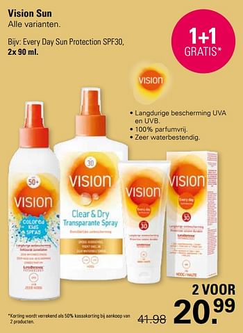Promotions Every day sun protection spf30 - Vision Sun - Valide de 03/04/2024 à 20/04/2024 chez De Online Drogist