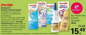 Promotions Prevalin treat + protect neusspray - Prevalin - Valide de 03/04/2024 à 20/04/2024 chez De Online Drogist