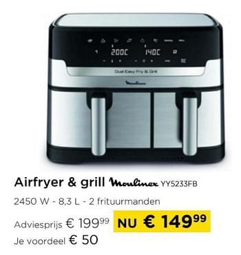Promotions Airfryer + grill moulinex yy5233fb - Moulinex - Valide de 01/04/2024 à 30/04/2024 chez Molecule