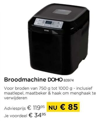 Promoties Broodmachine domo b3974 - Domo elektro - Geldig van 01/04/2024 tot 30/04/2024 bij Molecule