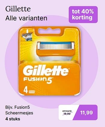 Promotions Fusion5 scheermesjes - Gillette - Valide de 03/04/2024 à 20/04/2024 chez De Online Drogist